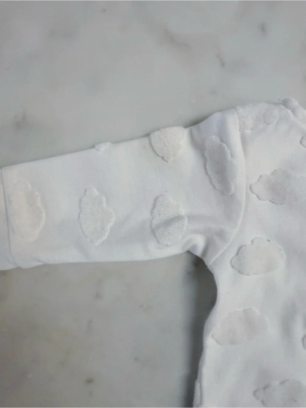 Jacadi White Cloud Embossed Footed One-Piece